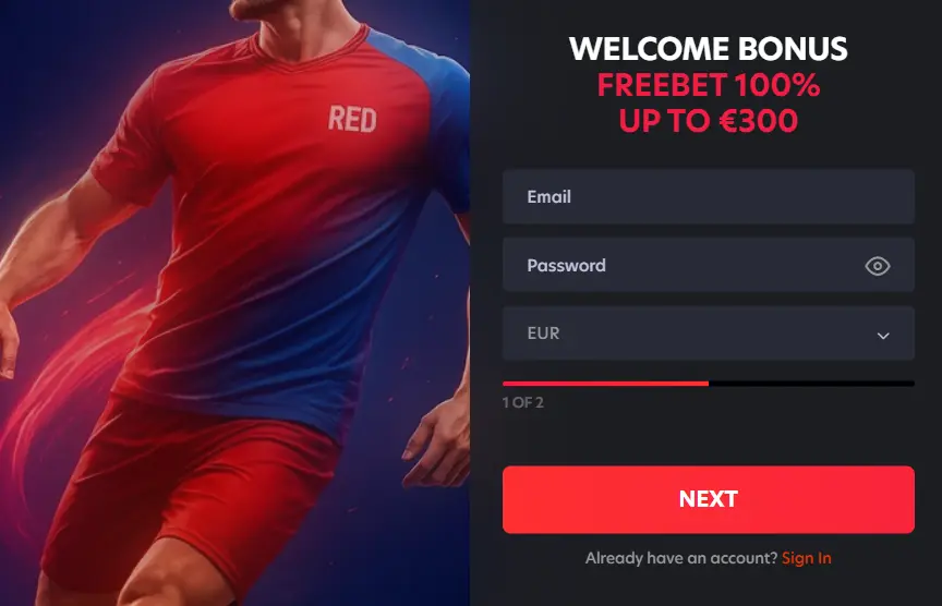 Registration on 1Red Bet